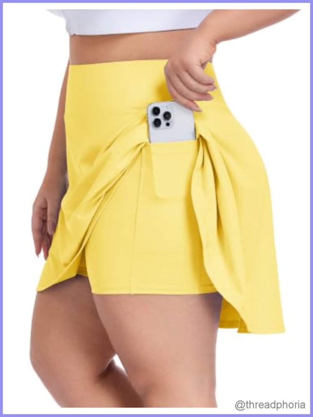 Plus Size Pleated Tennis Skort with Built-In Shorts & Pockets High Rise